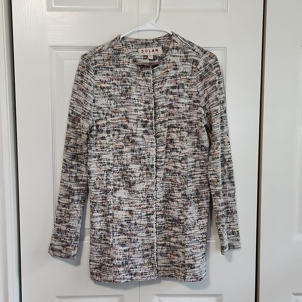 Dolan Anthropologie Women's Multi-colored Tweed Long Line Zip Cardigan Size XS